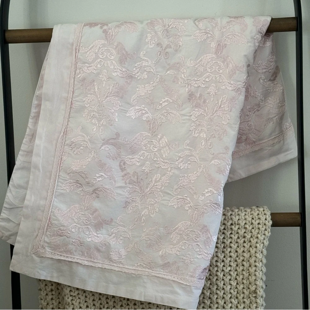 Simply Shabby Chic  | Euro Pillow  Cover | Pink Cotton Embroidered